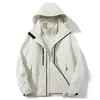 Jaqueta masculina quente com capuz, jaqueta impermeável para atividades ao ar livre na primavera e outono, casaco esportivo casual folgado com design color-blocking