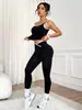 Conjunto de Yoga Color Block de Cintura Alta Levanta Glúteos para Mujer, Top sin Costuras de Alta Elasticidad para Fitness + Pantalones Largos con Lazo en la Pierna, Stock Disponible Transfronterizo