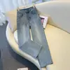 Jeans rectos de color claro para mujer, nuevo diseño de verano 2026, pantalones cropped elásticos de cintura alta para figuras petite