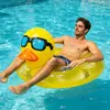 Nuevo flotador inflable de PVC engrosado ecológico con lentejuelas de pato amarillo grande de dibujos animados transfronterizo para entretenimiento en la piscina, para adultos