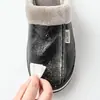 Hogar Tamaño Extra Grande Hogar Impermeables Pantuflas de Algodón Hombres Invierno Hogar Interior Cálidos Antideslizantes Zapatos de Algodón Hombres Otoño e Invierno
