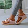 Zapatos de mujer de comercio exterior de estación independiente, sandalias de cuña con punta de playa de verano 2022, sandalias romanas de talla grande europeas y americanas para mujer