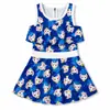 Traje de baño de una pieza para niña con estampado, sin mangas, con volantes, popular, anti-exposición, secado rápido, suministro del fabricante