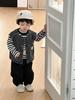 Chaqueta Chaleco de Mezclilla para Niños 2026 Otoño Nuevo Estilo Coreano Ropa para Niños Ropa de Bebé Conjunto de Sudadera Rayada para Niños