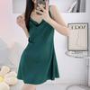 [Real Shot] Pijama sexy feminino de verão, camisola de seda gelada com alça, cetim, cor sólida, gola alta, popular na Internet, roupas para casa Pure Desire