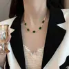 Collar con Colgante Ovalado de Esmeralda Vintage Transfronterizo Nuevo, Diseño Minimalista de Lujo Ligero, Accesorio de Cadena para Clavícula de Nicho