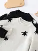 Nuevo Suéter de Punto de Lana Pura con Borde Enrollado y Cuello Redondo de Manga Larga con Jacquard de Estrella y Puntos de Colores para Niños Otoño/Invierno 2026