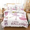 Ropa de cama de poliéster con estampado digital 3D de dibujos animados de niña de ballet, tres piezas, transfronteriza, venta caliente en Amazon