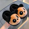 Pantuflas de algodón para niños de invierno con cubierta para el talón para niños y niñas, pantuflas cálidas y de felpa con pelo de panda para niños pequeños y bebés