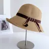 Chapéu de Pescador com Aba e Laço de Fita Estilo Relaxante de Verão para Mulheres, Chapéu de Palha para Férias, Chapéu de Praia, Chapéu de Sol, Chapéu Bucket