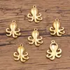 10 colgantes de vida marina de acero inoxidable con baño de oro, estrella de mar, concha, tortuga, accesorios para joyería DIY