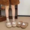 Pantuflas de Algodón Genuinas de Sanrio Kitty para Mujer, Pantuflas Gruesas de Piel Antideslizantes de Invierno, Pantuflas de Felpa para Exteriores Otoño/Invierno
