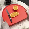Tabla de cortar antibacteriana y antihongos de TPU, de media luna con forma de D, de doble cara para cortar frutas, antideslizante, apta para lavavajillas