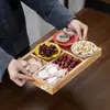 Bandeja de té de madera, bandeja de té, bandeja de té, bandeja de té, té de la tarde de bambú, snack de rejilla de madera, bandeja de frutas secas estilo japonés