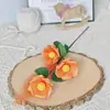 Ramo de Flores Artificiales de Rosa Rizada con Borde Ondulado de Tres Cabezas para Decoración de Sala de Estar, Decoración de Macizos de Flores de Jardín Vegetal y Paisajismo