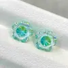 Nuevo Fuego de Dos Tonos Graduado Estilo Flor de Cerezo Rueda de Fuego Circonita Cúbica Piedra Suelta Joyería Incrustación Piedra de Ajuste Parte Posterior Puntiaguda Arete DIY Stud Diamante Suelto