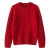 Suéter infantil de gola redonda em tricô trançado, 100% lã pura, estilo retrô, blusa de tricô grosso para crianças maiores, ideal para outono e inverno.