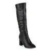 Botas Longas Femininas, Novo Estilo de Comércio Exterior Outono e Inverno, Forradas com Lã, Cano Médio, Bico Fino, Salto Grosso, Botas Altas até o Joelho Petite Forradas com Lã para Mulheres