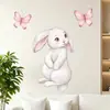 Conejo Rosa y Blanco de Pascua 3D Centro Comercial Decoración Sencilla Ambiente Embellecimiento Pegatina Decorativa de Pared Autoadhesiva Removible