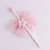 Decoración para Pastel con Alas de Pentagrama y Borla Bandera Insertable Alas de Ángel Tarjeta Insertable para Mesa de Postres de Bebé
