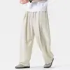 Pantalones casuales de verano ligeros de corte holgado para hombres de talla grande, diseño único con espacio extra, estilo harén con efecto de pierna ancha plisada