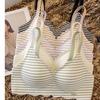 Ropa interior rayada dulce de moda Sin marcas Sujetador superior Push-up de cierre lateral Sujetador de espalda en U Belleza Levantador de espalda