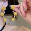 Pendientes de Malla Estilo Francés Lujo Ligero con Borlas de Rosa, de Moda, Delicados, Versátiles, Pendientes de Diseño Exclusivo, Clavos de Oreja, Colgantes de Oreja
