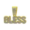 Collar Cubano de Hip-Hop Europeo y Americano con Colgante de Letra Inglesa Bless, Joyería de Aleación Incrustada con Diamantes, Artículo Popular de Venta Transfronteriza de Fábrica