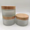 Botella de Vidrio Esmerilado para Crema de 200 ml, Botella para Crema Facial, Botella de Vidrio para Crema con Tapa de Madera de Bambú, Junta de Corcho, Botella Secundaria