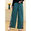 Pantalones Chinos de Algodón y Lino Estilo Étnico Chinoiserie Cintura Elástica Nuevo Estilo Primavera Verano 2025 Pantalones Rectos con Piernas y Bordado Lateral