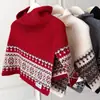 Bufanda Chal de Jacquard de Doble Cara Estilo Fair Isle Retro para Mujer Otoño/Invierno Tacto de Alta Gama Fácil de Superponer Calentador de Cuello Alto