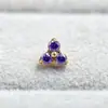 ASTMF-13 Aleación de Titanio Dorado Súper Brillante Flor Triangular de Circonita Titanio G23 Rosca Interna Circonita Labret Pendiente Piercing