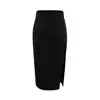 Falda midi ajustada bodycon casual sexy de cintura media con abertura para mujer, nueva moda de verano, falda de color liso de corte slim