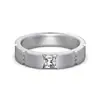 Anillos de Pareja Plata de Ley S925 Anillo de Banda Ancha con Diseño de Acabado Cepillado y Circonita Microincrustada, Regalo de San Valentín