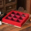 Pastel Lunar Tradicional Chino Caja de Empaque Caja de Regalo Rojo Nueve Cuadrados Yema de Huevo Crujiente Papel Kraft Cuatro-Seis Cuadrados Transparente