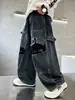 Calças Jeans de Pernas Largas para Meninos Estilo Primavera e Outono Calças Cargo Largas para Crianças de Tamanho Médio e Grande Calças Longas Retas Tendência Cool Design Patchwork Rasgado