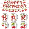 Decoración de bandera de fiesta de cumpleaños de cerezas transfronteriza, pancarta de cerezas, etiqueta espiral, accesorios de decoración de cumpleaños