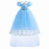 Vestido da Elsa de Frozen Vestido da Princesa Cinderela Vestido de Halloween Moda Primavera e Outono Infantil