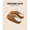 Zapatos de Mujer Grape Mom de Huizhou Piel Genuina Suela Gruesa Forrados de Felpa Estilo Birkenstock Pantuflas Cerradas para Exteriores de Otoño e Invierno para Mujer