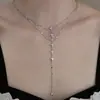 Collar de borlas de circonita Mangxing de plata apilada para mujer, diseño personalizado de alta gama, cadena de clavícula, collar ligero de estilo lujoso.