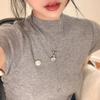 Colar de pérolas Planet da moda para outono e inverno, com ajuste de puxar, corrente de lã de alto valor e cor, acessórios da moda, corrente de clavícula