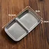 Plato pequeño para salsa de barbacoa retro con compartimentos, Plato para condimentos de acero inoxidable con dos compartimentos, Plato de salsa de tres compartimentos estilo coreano, Plato compartimental para condimentos