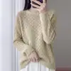 Tricô Vazado Feminino Início do Outono Fino Gola Redonda Solto Manga Longa Suéter Pulôver Estilo Suave Camada Interna Camada Base Cobertura