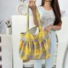 Bolsa de Ombro Sub-Fofa Estilo Ins Coreano Bolsa Carteiro Retrô de Grande Capacidade Bolsa Tote Bolsa para Roupas de Aula de Trabalho de Estudante para Mulheres