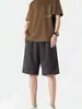 Pantalones de pijama a cuadros simples estilo japonés para hombre, verano 2026, gasa fina, corte holgado, shorts de playa, pantalones para casa hasta la rodilla