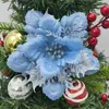 Flores Decorativas de Natal Transfronteiriças Adequadas para Guirlandas de Cipó e Decorações de Árvore de Natal, Podem Ser Equipadas com Hastes de Flor com Clipe, em Estoque do Fabricante