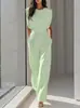 Comercio Exterior Transfronterizo Moda Femenina Nueva Elegante Europea y Americana Mono de Verano de Color Sólido Adelgazante