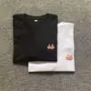 Algodón 100% Transfronterizo 2024 Nuevo Llegado Verano Camiseta Blanca de Manga Corta para Mujer Holgada Estilo Coreano Versátil Bordado de Flor de Cerezo Pareja