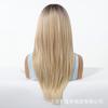 Novo Produto, Peruca Mono Sem Cola, Seda Importada, Sem Cola, Repartição Livre, Cabelo Longo Reto Dourado Degradê, Peruca de Cabeça Inteira