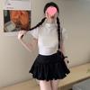 Saia de fada doce da faculdade feminina estilo balé de verão saia de cintura alta saia de renda saia linha A
